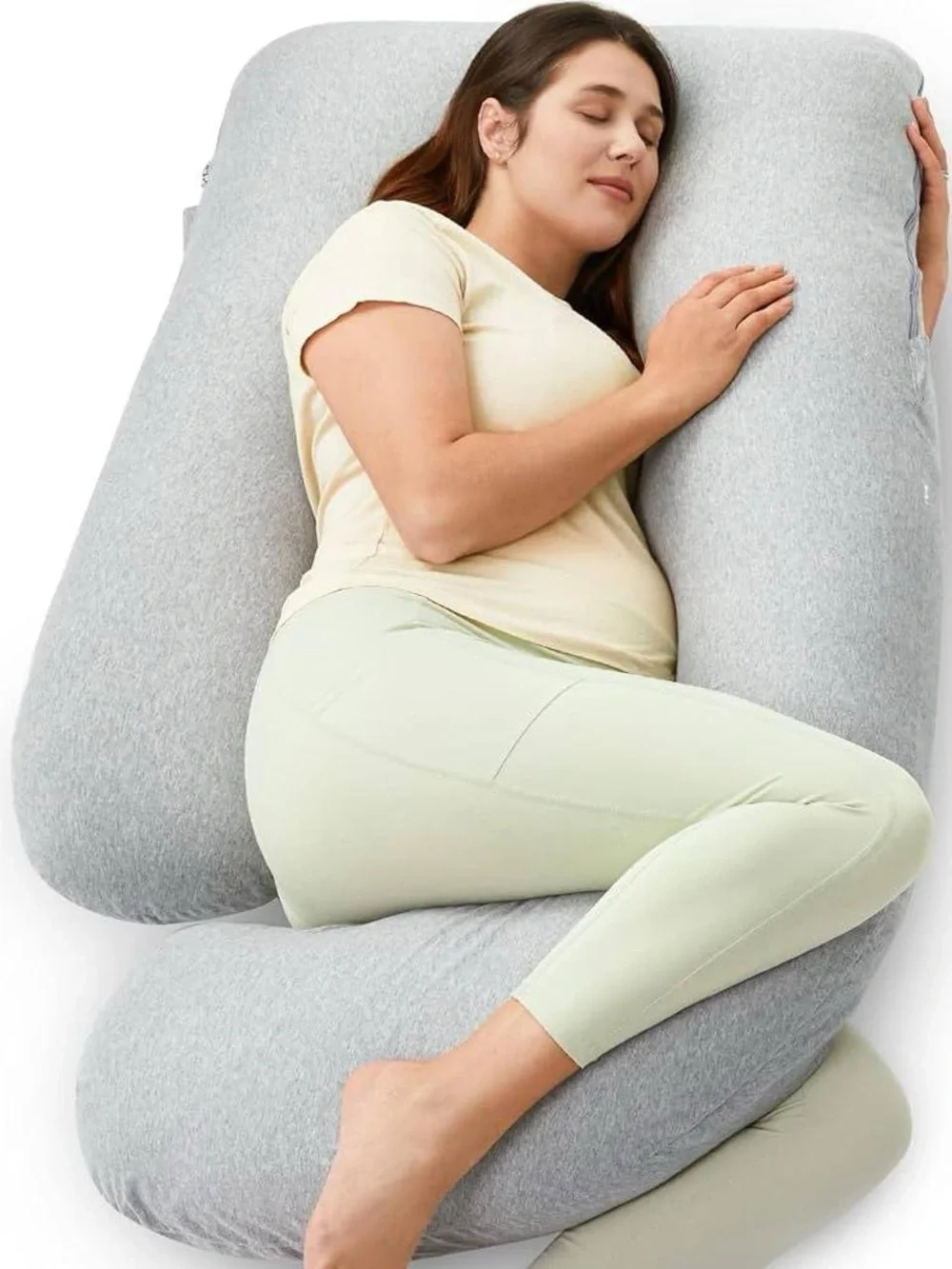 Momcozy Full Body Pregnancy Support Pillow - white